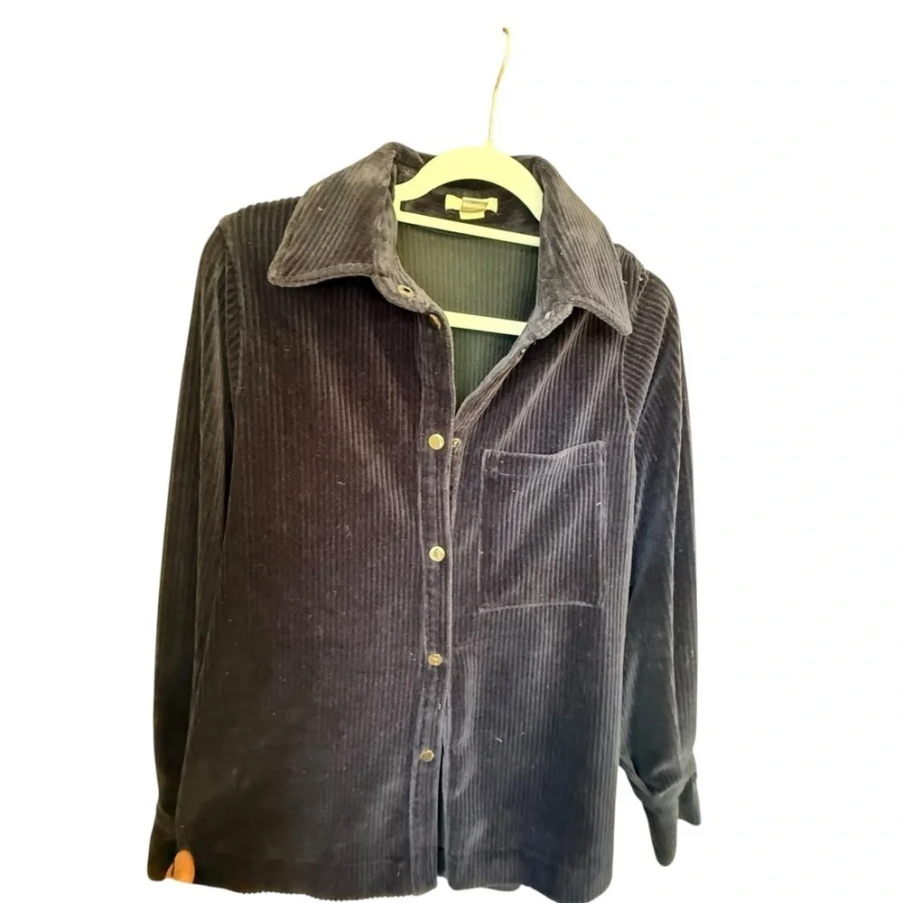 H&M Women's Button-Down Corduroy Shirt - Dark Navy